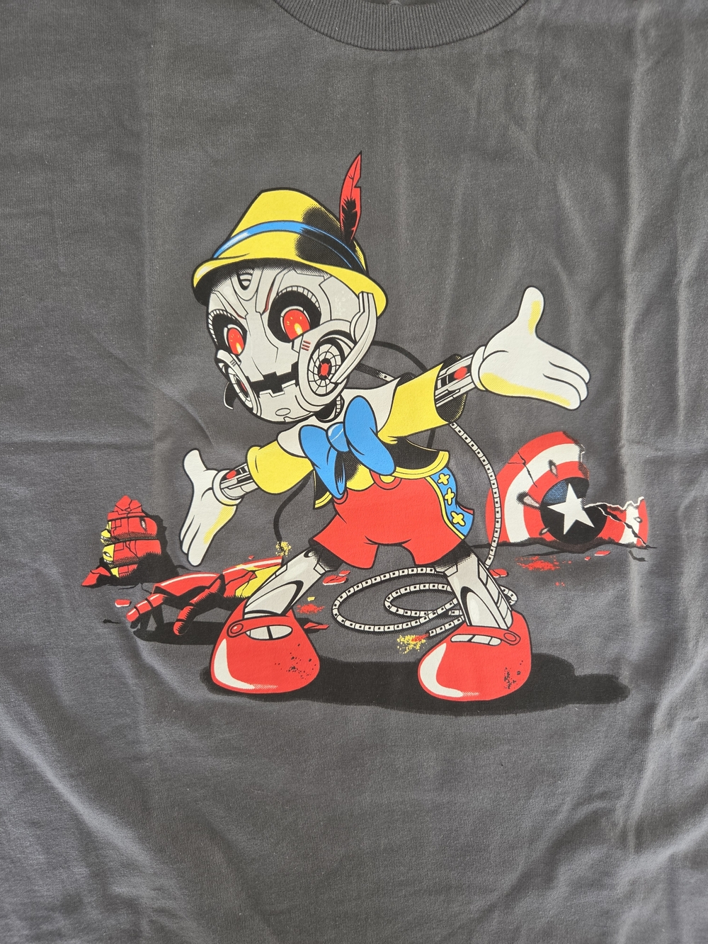Marvel Black Short Sleeve Tee with Red, Yellow & Blue Graphic